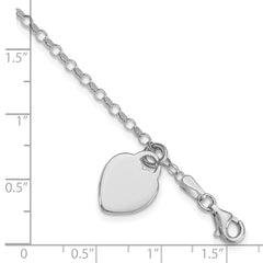 Sterling Silver Rhodium-plated Heart 6 in Childs Bracelet