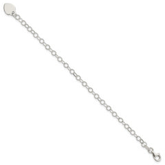 Sterling Silver Engraveable Heart Charm Bracelet