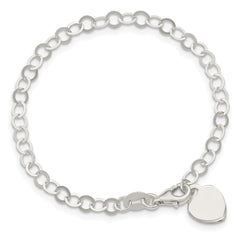 Sterling Silver Engraveable Heart Charm Bracelet