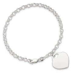Sterling Silver Polished Engraveable Heart Bracelet