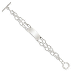 Sterling Silver Double Strand Oval Link ID Bracelet