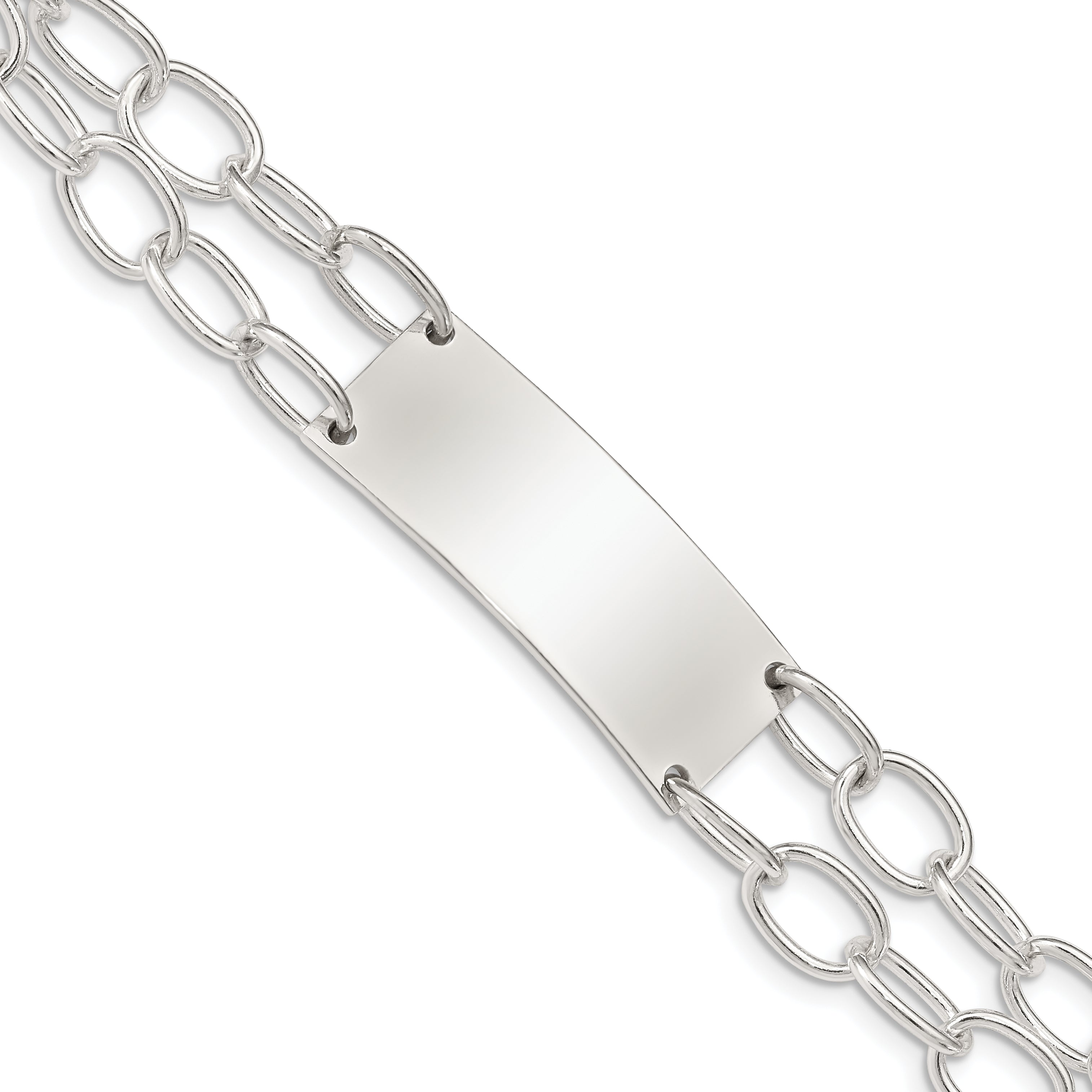 Sterling Silver Double Strand Oval Link ID Bracelet