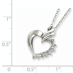 Sterling Silver Rhodium-plated Heart Diamond Necklace