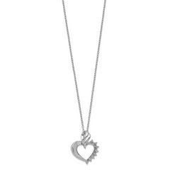 Sterling Silver Rhodium-plated Heart Diamond Necklace