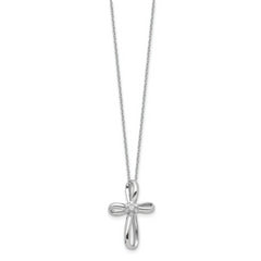 Sterling Silver Rhodium-plated Cross Diamond Necklace