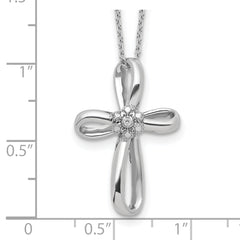 Sterling Silver Rhodium-plated Cross Diamond Necklace