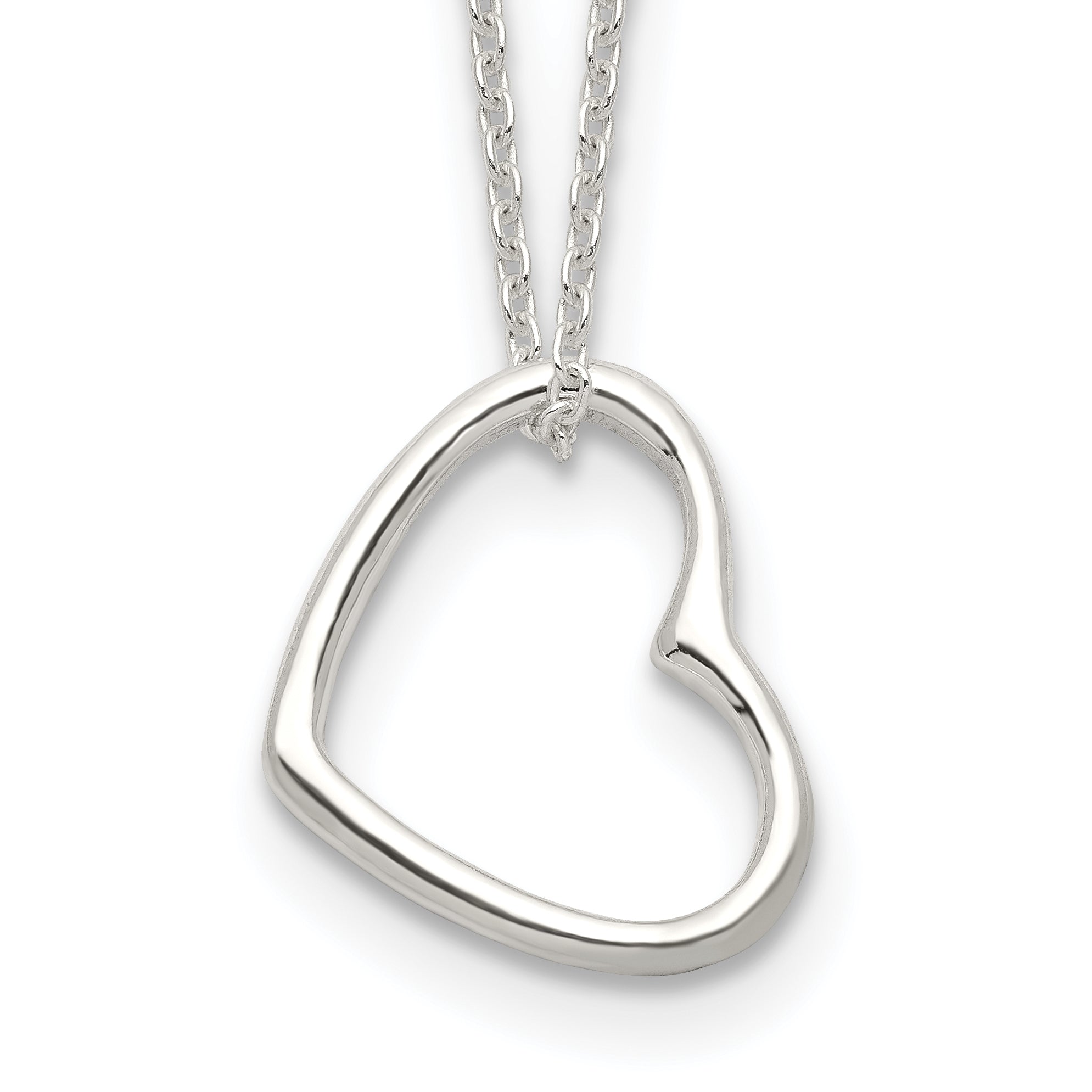 Sterling Silver Heart 14 IN With 2 In EXT Necklace