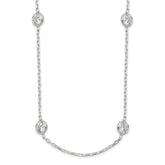 Sterling Silver 24 Inch With 2 in ext. Station CZ Necklace