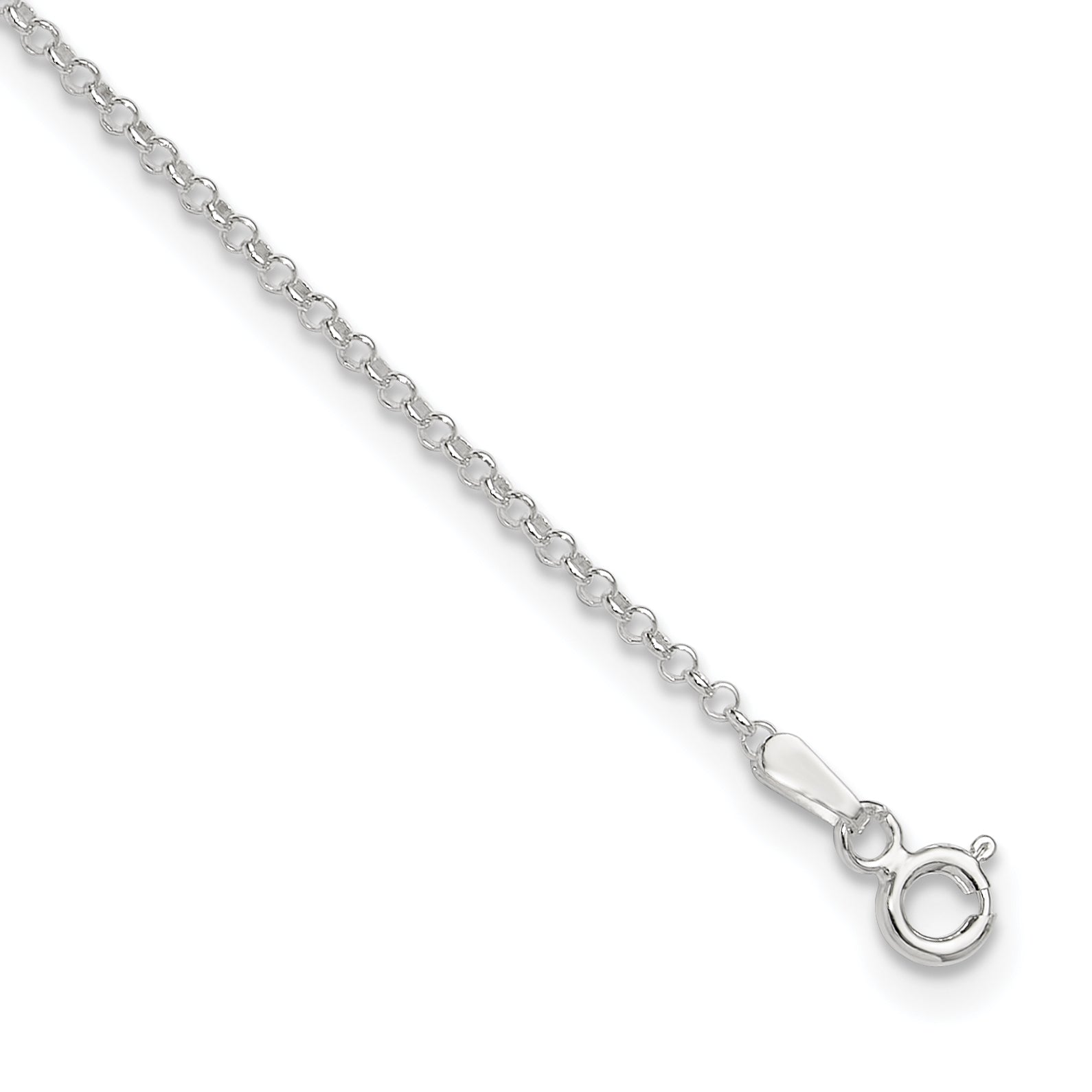Sterling Silver 1.5mm Rolo Chain 9 inch Plus 1 inch Extender - Total 10 inch Anklet