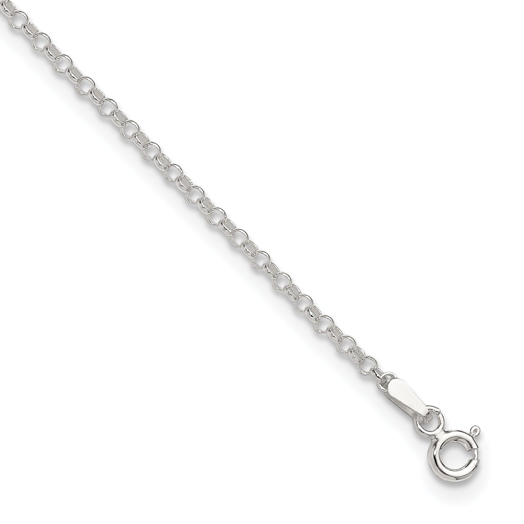 Sterling Silver 2mm Rolo Chain 9 inch Plus 1 inch Extender - Total 10 inch Anklet