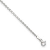 Sterling Silver 2mm Rolo Chain 9 inch Plus 1 inch Extender - Total 10 inch Anklet