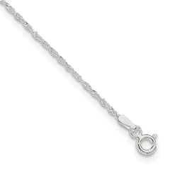 Sterling Silver 1.3mm Singapore Chain 9 inch Plus 1 inch Extender - Total 10 inch Anklet