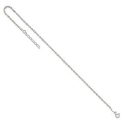 Sterling Silver 1.5mm Singapore Chain 9 inch Plus 1 inch Extender - Total 10 inch Anklet
