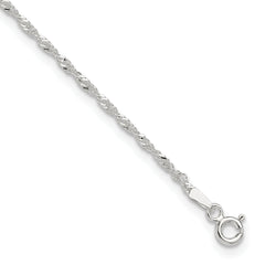 Sterling Silver 1.5mm Singapore Chain 9 inch Plus 1 inch Extender - Total 10 inch Anklet