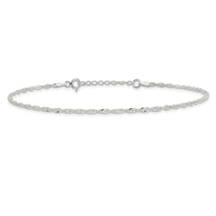 Sterling Silver 1.8mm Singapore Chain 10 inch Plus 1 inch Extender Chain - Total 11 inch Anklet