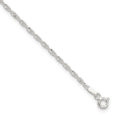 Sterling Silver 1.8mm Singapore Chain 9 inch Plus 1 inch Extender Chain - Total 10 inch Anklet