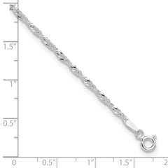 Sterling Silver 2mm Singapore Chain 9 inch Plus 1 inch Extender Chain - Total 10 inch Anklet