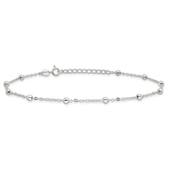 Sterling Silver 1mm Beaded Chain 10 inch Plus 1 inch Extender - Total 11 inch Anklet