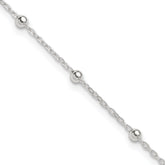 Sterling Silver 1mm Beaded Chain 9 inch Plus 1 inch Extender - Total 10 inch Anklet
