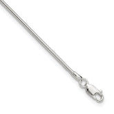 Sterling Silver 1.5mm Round Snake Chain 9 inch Plus 1 inch Extender - Total 10 inch Anklet