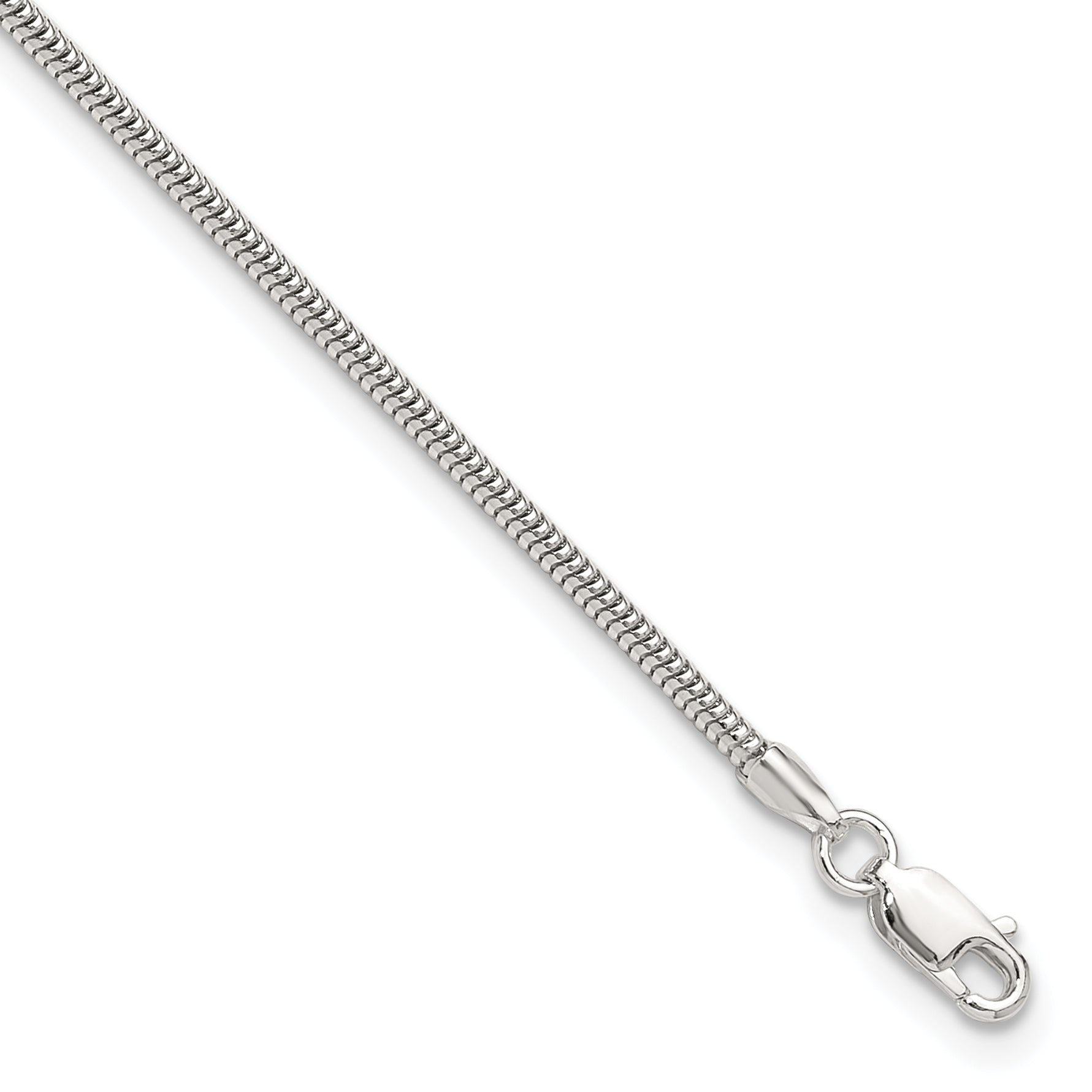 Sterling Silver 2mm Snake Chain 9 inch Plus 1 inch Extender - Total 10 inch Anklet