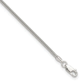 Sterling Silver 2mm Snake Chain 9 inch Plus 1 inch Extender - Total 10 inch Anklet