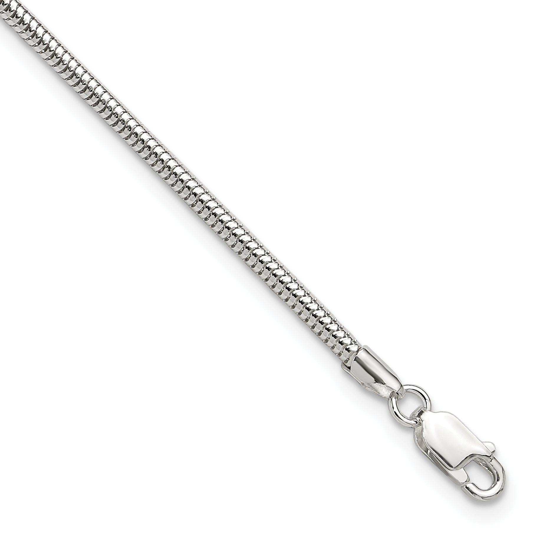 Sterling Silver 2.5mm Snake Chain 9 inch Plus 1 inch Extender - Total 10 inch Anklet