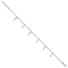 Sterling Silver Lock and Key 10 inch Plus 1 inch Extender - Total 11 inch Anklet