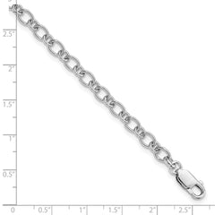 Amore La Vita Sterling Silver Rhodium-plated Polished 5.25mm Oval and Round Link with Lobster Clasp 10 inch Charm Anklet