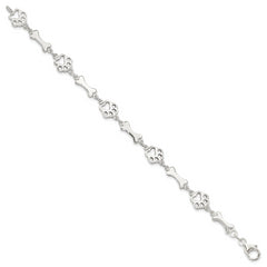 Sterling Silver Dog Bones and Paws Bracelet
