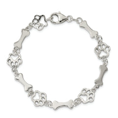 Sterling Silver Dog Bones and Paws Bracelet