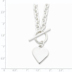 Sterling Silver Engraveable Heart Toggle Necklace