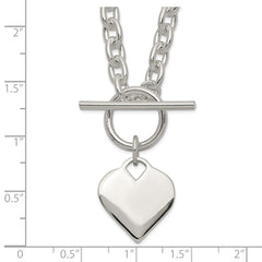 Sterling Silver Engraveable Heart Toggle Necklace