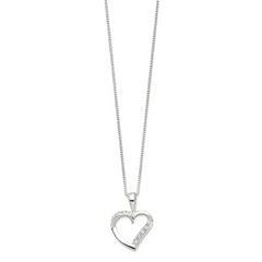 Sterling Silver CZ Heart Necklace