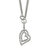 Sterling Silver Double Heart CZ Necklace