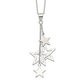 Sterling Silver Rhodium-plated Dangling Stars Necklace
