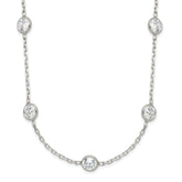 Sterling Silver Clear 4mm 9-Station CZ With 2in ext. Necklace