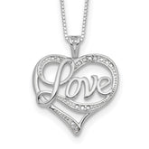 Sterling Silver Rhodium-plated Diam. Love Necklace
