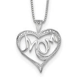 Sterling Silver Rhodium-plated Diam. Mom Necklace