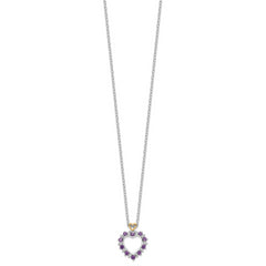 Brilliant Gemstones Sterling Silver with 14K Accent Rhodium-plated Amethyst and Diamond 18 Inch Necklace with 2 Inch Extender