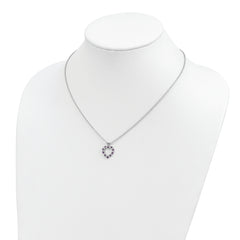 Brilliant Gemstones Sterling Silver with 14K Accent Rhodium-plated Amethyst and Diamond 18 Inch Necklace with 2 Inch Extender