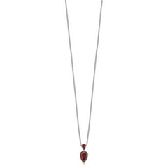 Brilliant Gemstones Sterling Silver with 14K Accent Rhodium-plated Garnet 18 Inch Necklace with 2 Inch Extender