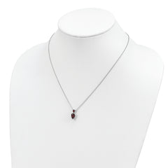 Brilliant Gemstones Sterling Silver with 14K Accent Rhodium-plated Garnet 18 Inch Necklace with 2 Inch Extender