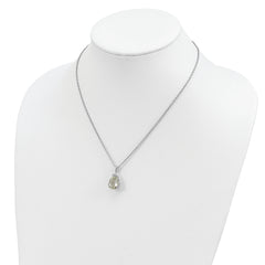 Brilliant Gemstones Sterling Silver with 14K Accent Rhodium-plated Green Quartz 18 Inch Necklace with 2 Inch Extender