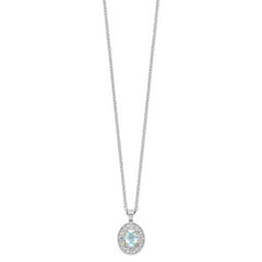 Brilliant Gemstones Sterling Silver with 14K Accent Rhodium-plated Sky Blue Topaz and Diamond 18 Inch Necklace with 2 Inch Extender