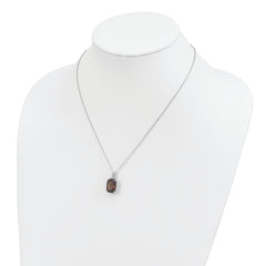 Brilliant Gemstones Sterling Silver with 14K Accent Rhodium-plated Smoky Quartz and Diamond 18 Inch Necklace with 2 Inch Extender