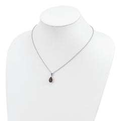 Brilliant Gemstones Sterling Silver with 14K Accent Rhodium-plated Smoky Quartz and Citrine Necklace