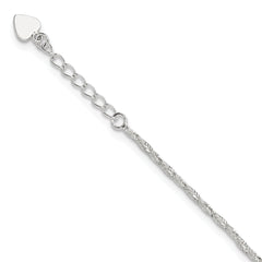 Sterling Silver Fancy Chain 9 inch Plus 1 inch Extender - Total 10 inch Anklet