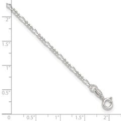 Sterling Silver Figaro Chain 9 inch Plus 1 inch Extender - Total 10 inch Anklet
