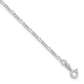 Sterling Silver Figaro Chain 9 inch Plus 1 inch Extender - Total 10 inch Anklet